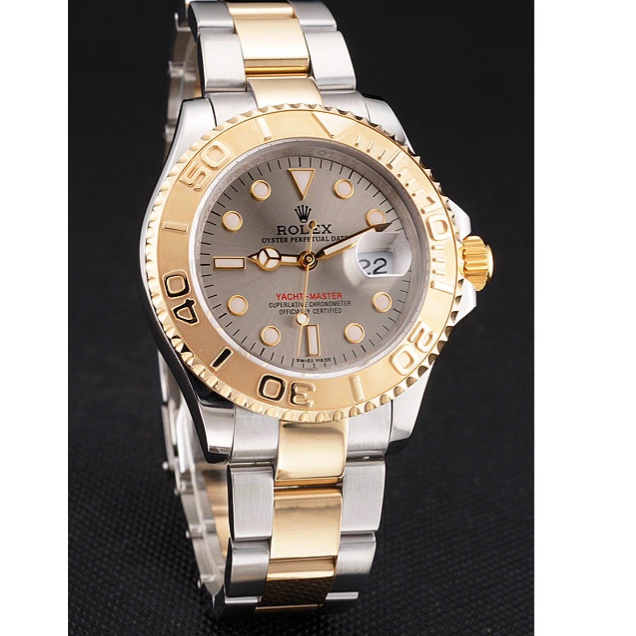 Good Copy Rolex Watches Case Bezel Gold Dial Swiss Gray Rolex Steel Tone Two Yacht-Master Dial Stainless 0701